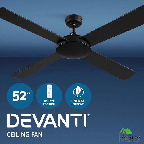 Devanti 52'' Ceiling Fan Wooden Blades Fans with Remote Control Timer 1300mm