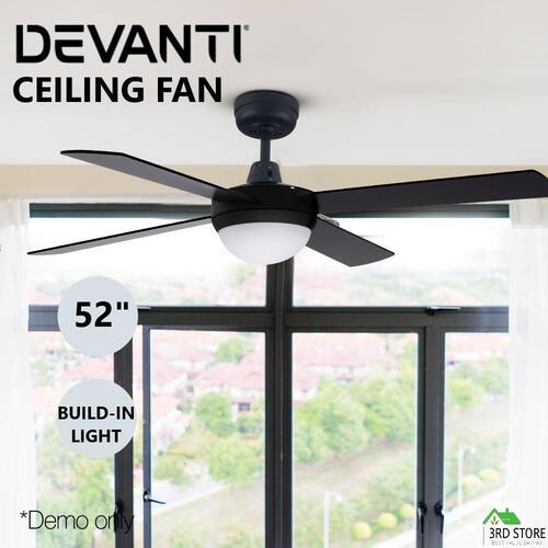 Devanti 52'' Ceiling Fan Fans 1300mm Light Wall Remote Control Fans Kit 4 Blades
