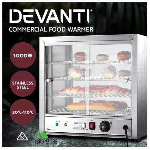 RETURNs Devanti Commercial Food Warmer Pie Hot Display Showcase Cabinet Stainless Steel