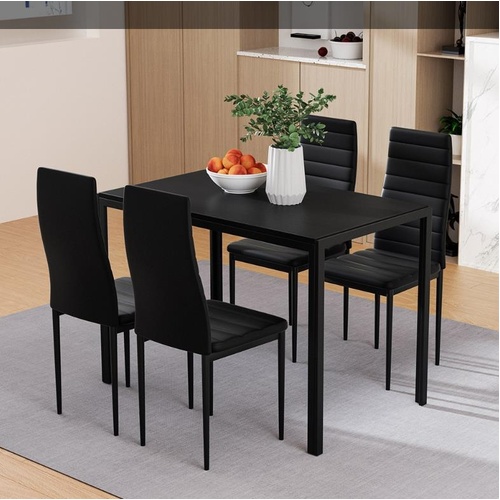Dining Chairs and Table Dining Set 4 Chair Set Of 5 Black