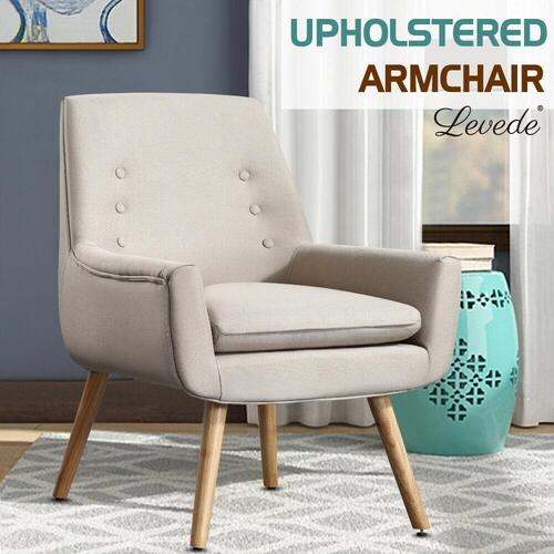 Levede Armchair Accent Sofa Lounge Chairs Upholstered Tub Chair Single Fabric