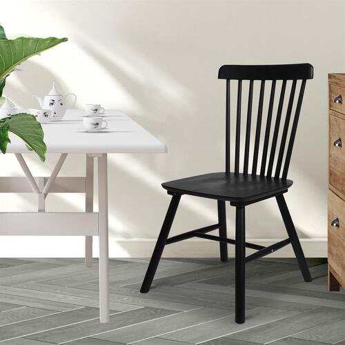 Levede 1x Dining Chairs Kitchen Table Chair Natural Wood Cafe Lounge Seat Black