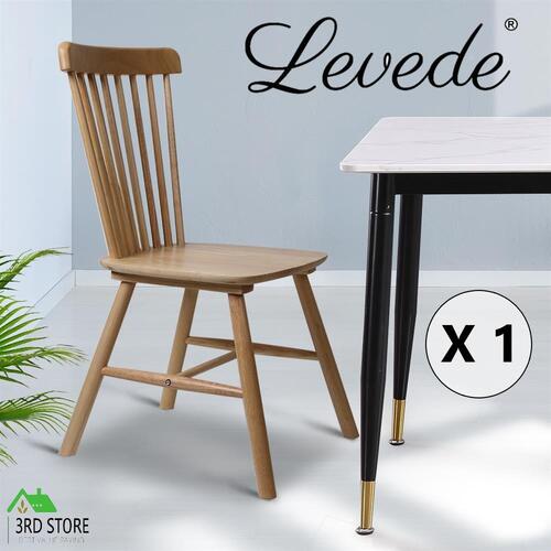 Levede 1x Dining Chairs Kitchen Table Chair Natural Wood Cafe Lounge Seat Oak