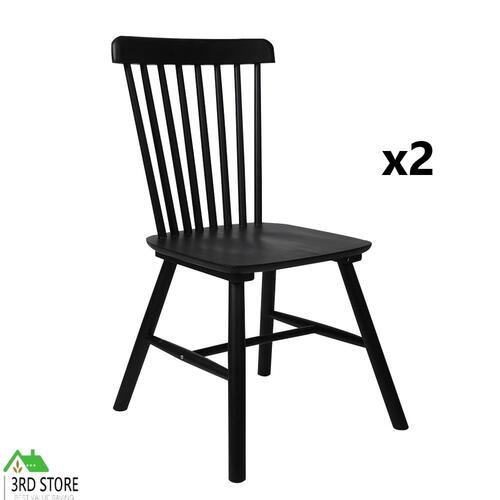 Levede 2x Dining Chairs Kitchen Table Chair Natural Wood Cafe Lounge Seat Black