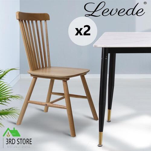 Levede 2x Dining Chairs Kitchen Table Chair Natural Wood Cafe Lounge Seat Oak