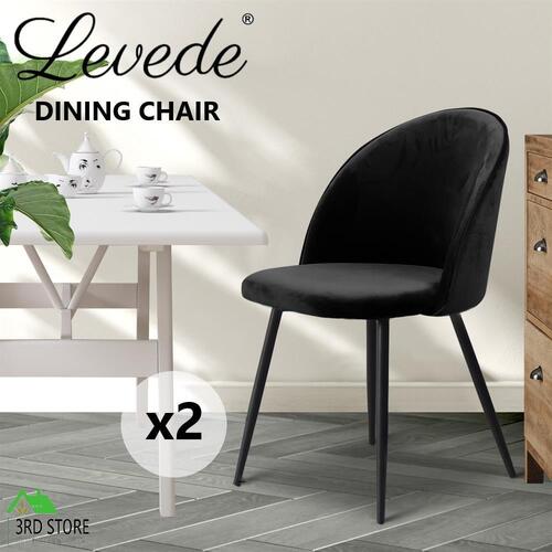 Levede 2x Dining Chairs Kitchen Cafe Lounge Chair Sofa Upholstered Velvet Black