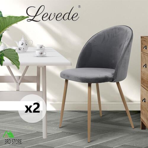 Levede 2x Dining Chairs French Provincial Kitchen Cafe Lounge Upholstered GREY