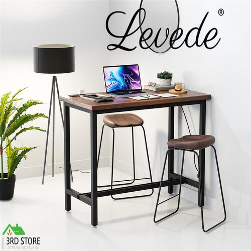 RETURNs Levede High Bar Table Office Desk USB Charge Vintage Industrial Dining 110X60CM