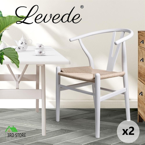 Levede 2x Dining Chairs Wooden Hans Wegner Chair Wishbone Chair Cafe Lounge Seat
