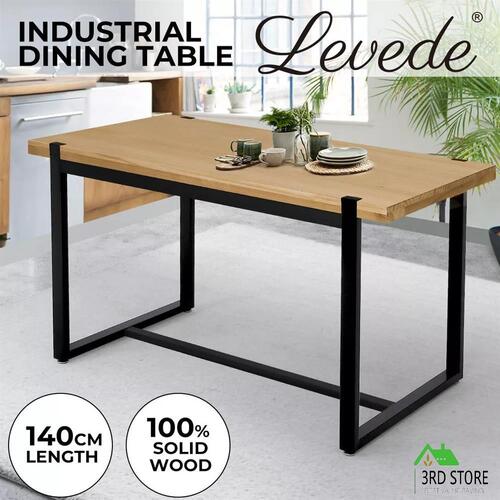 Levede Dining Table Industrial Wooden Metal Kitchen Tables Cafe Restaurant 140cm