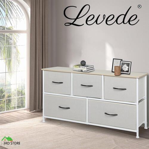 Levede Storage Cabinet Tower Chest of Drawers Dresser Tallboy 6 Drawer Beige