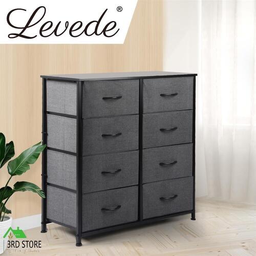 Levede Storage Cabinet Tower Chest of Drawers Dresser Tallboy 8 Drawer Dark Grey