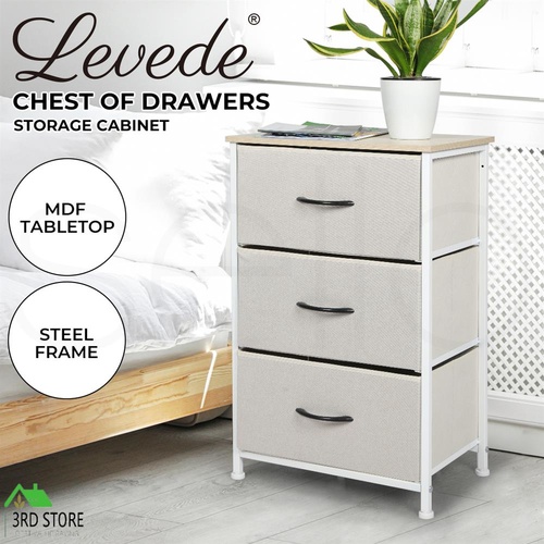 Levede Chest of Drawers Storage Cabinet Tower Dresser Tallboy Drawer Beige