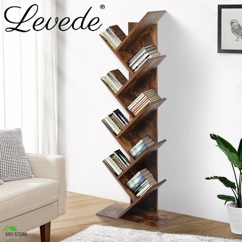 Levede 8-Tier Bookshelf Wooden Tree Bookcase Storage Home Decor Display Stand