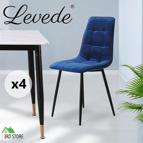 Levede 4x Dining Chairs Kitchen Table Chair Lounge Room Retro Padded Seat Velvet