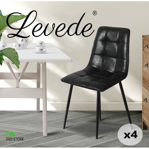 Levede 4x Dining Chairs Kitchen Chair Brown Faux Leather