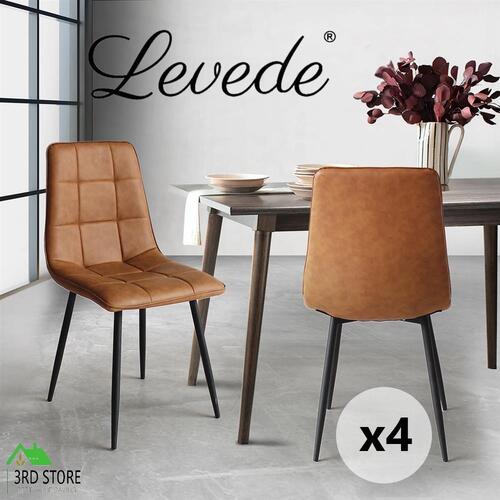 Levede 4x Dining Chairs Kitchen Table Chair Lounge Room Padded Seat PU Leather