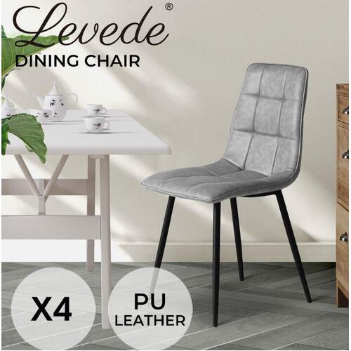 Levede 4x Dining Chairs Kitchen Table Chair Lounge Room Padded Seat PU Leather