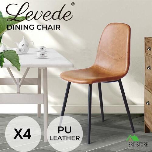 Levede 4x Dining Chairs Kitchen Table Chair Lounge Room Padded Seat PU Leather
