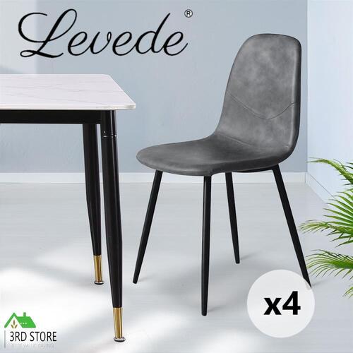 Levede 4x Dining Chairs Kitchen Table Chair Lounge Room Padded Seat PU Leather