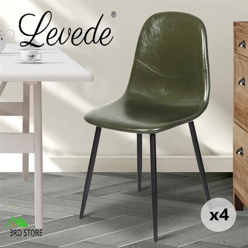 Levede 4x Dining Chairs Kitchen Eames Accent Chair Lounge Room Padded PU Leather