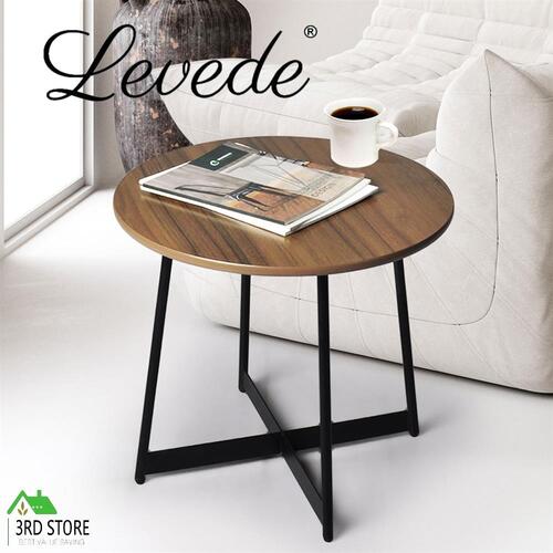 Levede Bedside Tables Side Table Nightstand Storage Steel Legs Industrial Brown