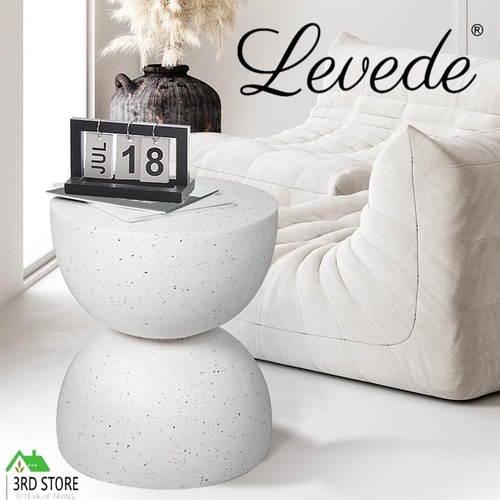 Levede Side Table Terrazzo  Hourglass Shape Magnesia Stool Stone Style Top 40cm