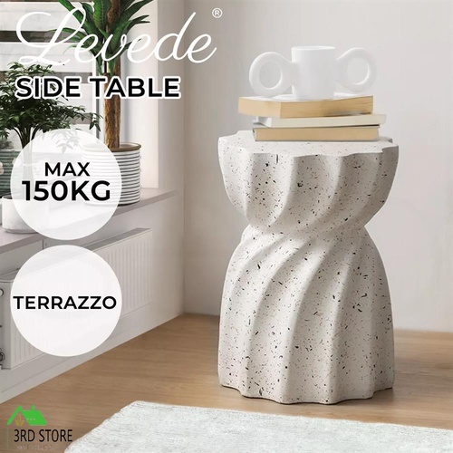 Levede Side Table  Terrazzo Hourglass Shape Magnesia Stool Stone Style Top 35cm