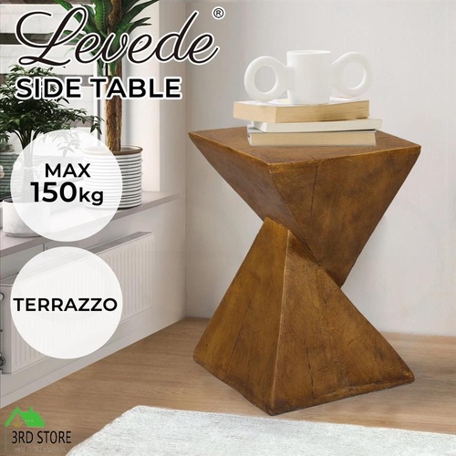 Levede Side Table Terrazzo Geometric Shape Magnesia Stool Stone Style Top 32cm