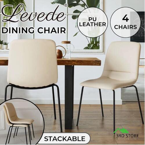 RETURNs Levede 3x Dining Chairs Kitchen Table Chair Lounge Room Padded Seat PU Leather