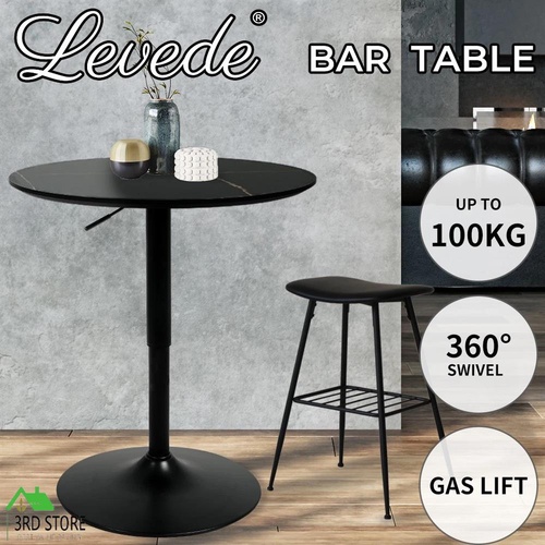 Levede Bar Table Swivel Gas Lift Counter Dining Furniture Cafe Outdoor Black