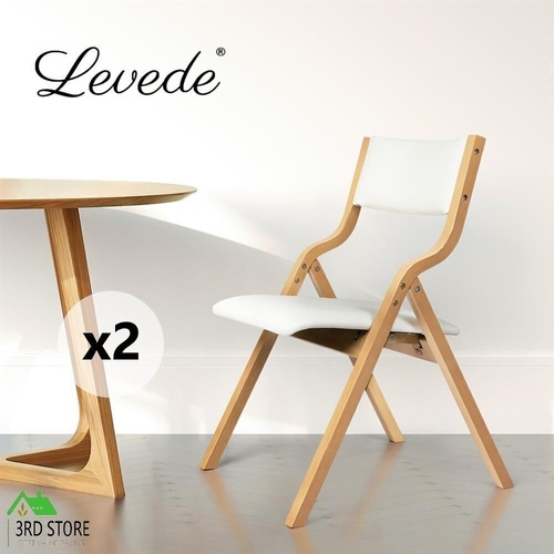 Levede 2x Dining Chairs Foldable PU Leather Kitchen Chair Lounge Room Vintage