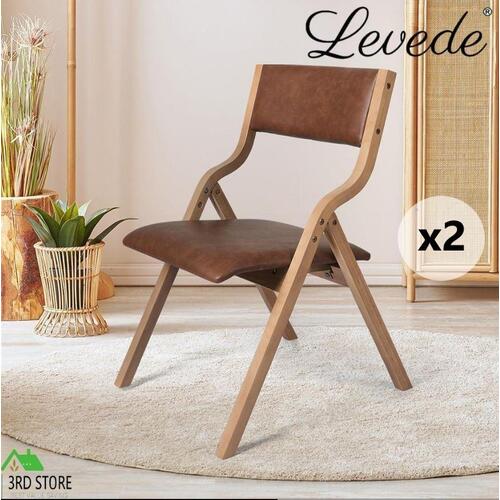 Levede 2x Dining Chairs Foldable PU Leather Kitchen Chair Lounge Room Padded