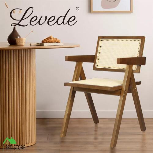 Levede 1x Armchair Dining Chair Wicker Wooden Chairs Rattan Accent Lounge Seat