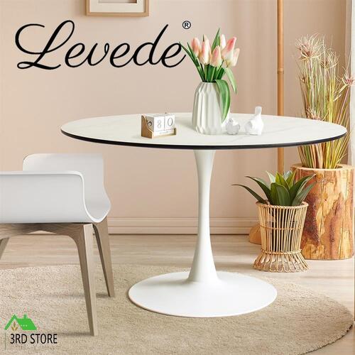Levede Dining Table Kitchen 6 Person Marble Tulip Round Metal Base 120cm