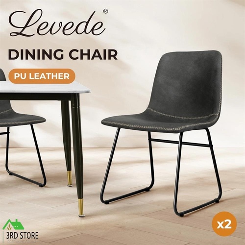 Levede 2x Dining Chairs Kitchen Table Chair Lounge Room Retro Padded Seat PU