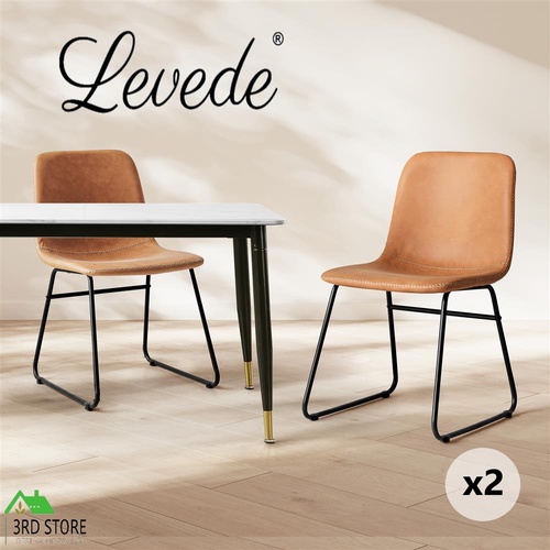 Levede 2x Dining Chairs Kitchen Table Chair Lounge Room Retro Padded Seat PU