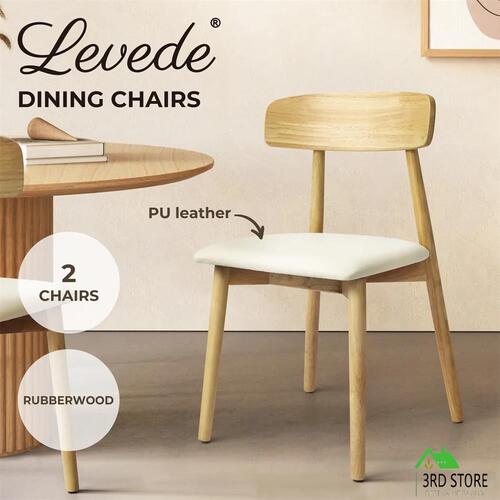 Levede 2x Dining Chairs Kitchen Chair PU Leather Rubberwood Frame Cafe Lounge