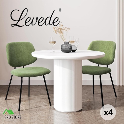 Levede 4x Dining Chairs Vintage Retro Soft Corduroy Kitchen Padded Seat Green