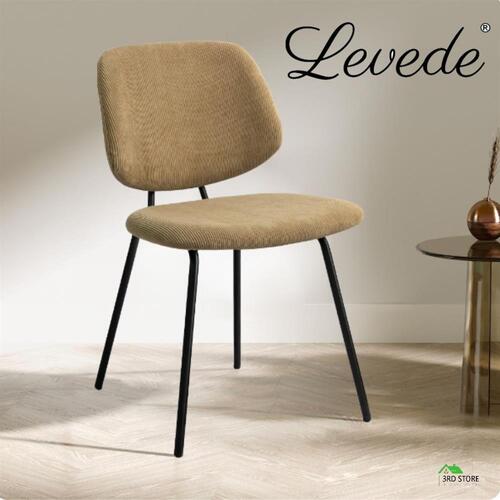 RETURNs Levede 3x Dining Chairs Vintage Retro Soft Corduroy Kitchen Padded Lounge Seat