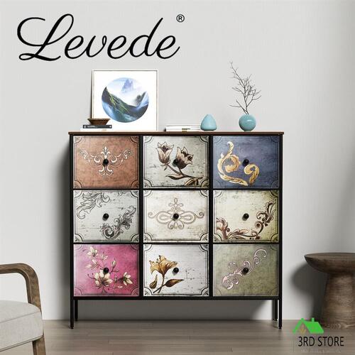 Levede  Chest of 9 Drawers  Storage Cabinet Tower Retro Dresser Vintage Tallboy