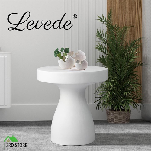 Levede Side Table Terrazzo Coffee Tables Minimalist Sofa Bed Round White 50cm