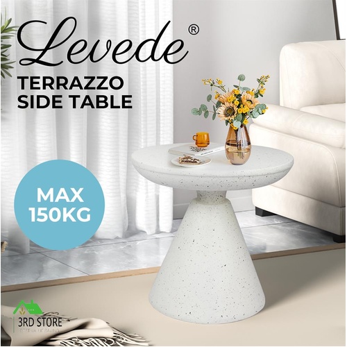 Levede Side Table Terrazzo Coffee Tables Modern Hourglass Stool Stand Beige 51cm