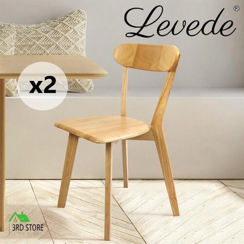 Levede 2x Dining Chairs Wooden Kitchen Rattan Chair Wooden Accent Oak