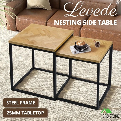 Levede Nesting Side Table Set of 2 Bedside Sofa Square End Tables Coffee Office
