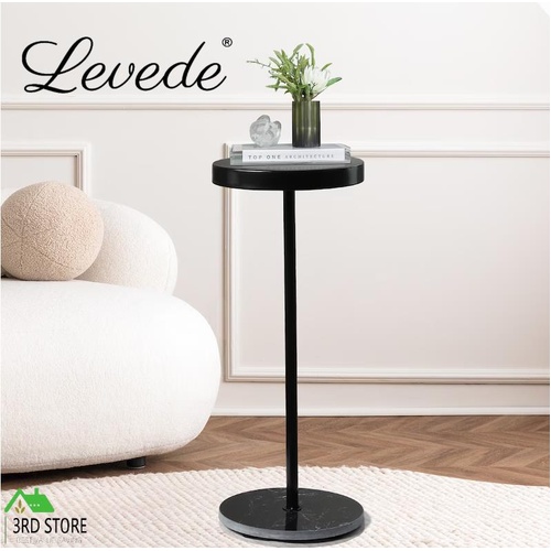 Levede Side Table Tea Coffee Desk Round Marble Base Bedside Sofa Small Minimal