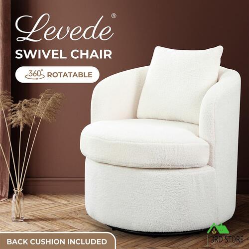 RETURNs Levede Swivel Barrel Chair Sherpa Fleece Round Accent Tub Sofa Back Cushion