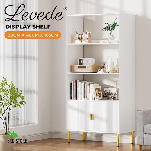 Levede Display Shelf 3 Tier Open Bookshelf 165cm Storage Cabinet Bookcase Wooden