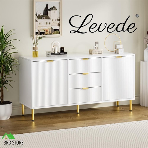 Levede Buffet Sideboard Pantry Cupboard Cabinet Storage Shelves 3 Drawer 2 Door