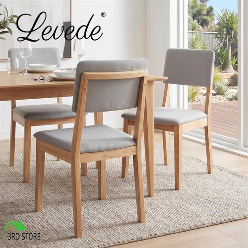 Levede 2x Dining Chair Solid Wood Lounge Seat Back Upholstered Linen Padded